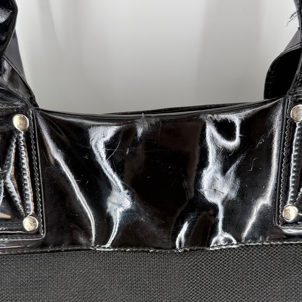 Versace Parfums Large Black Tote Bag with Patent Leather Trim - Picture 8 of 12